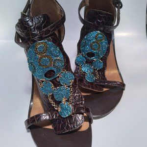 NWOT | ANTEBI |  Leather and jewelry Sandal